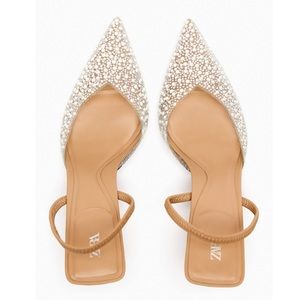 ZARA PEARL HEELED SLINGBACKS